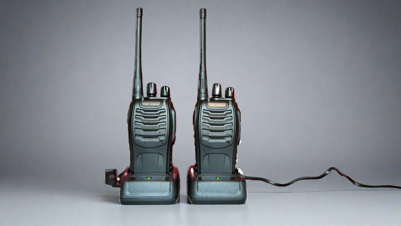 Time Armor two way radios, on charging stations