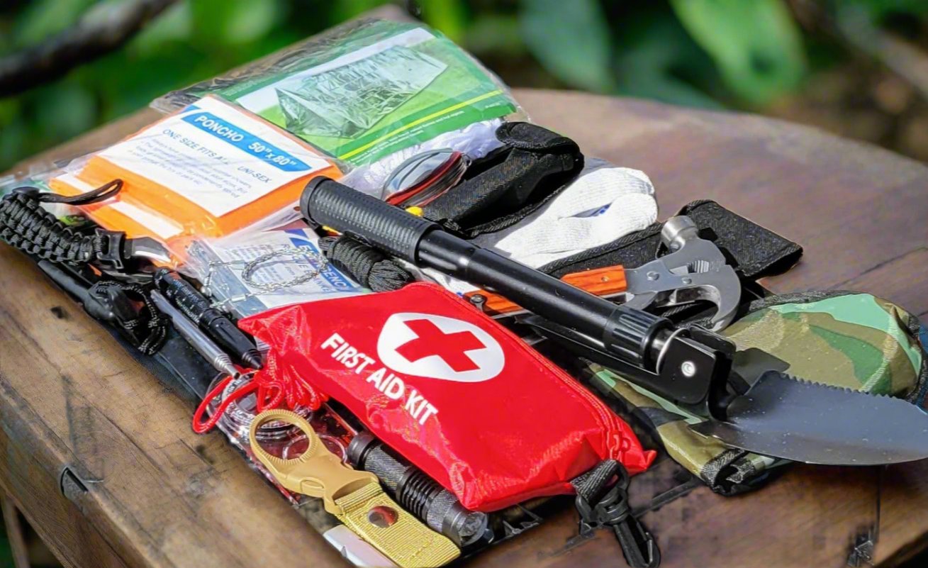 Survival Pack with First Aid Kit inventory of items